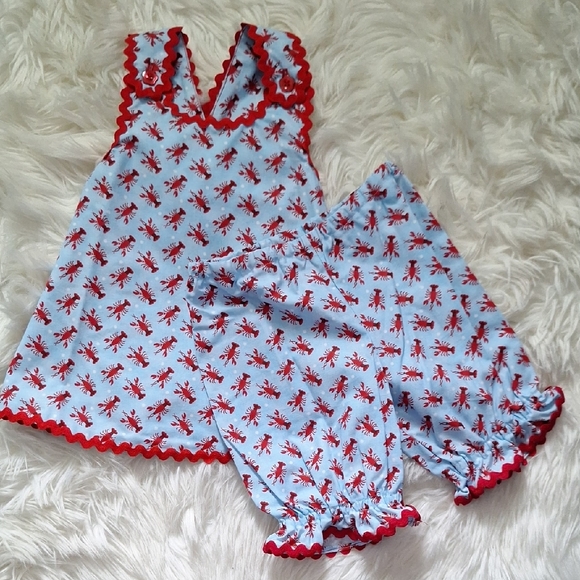 Kids Red and Blue Casual Dress Set - Picture 1 of 5